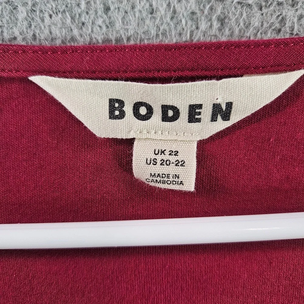 Boden Womens Red‎ Cotton Crochet Lace V-Neck Long Sleeve Top Size US 20-22